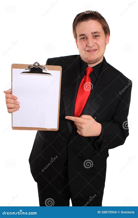 Man Holding Clipboard With Blank Page Stock Photo Image Of Clipboard