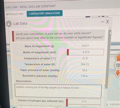 Solved Lab Data Verify Your Calculation In Your Set Up Do Chegg