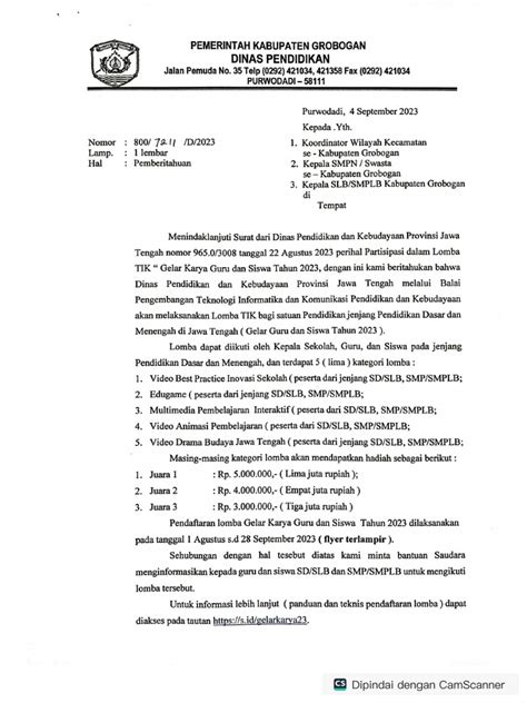 Pemberitahuan Lomba Tik Pdf