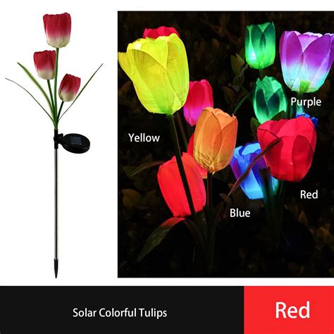 VALSEEL Decorative Lights Solar Flower Tu Lip Simulation Ground Lamp