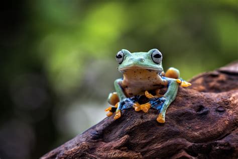 Premium Photo | Black-webbed tree frog on a tree trunk