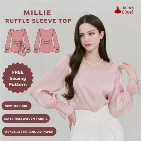 Millie Square Neck Ruffle Sleeve Free PDF Sewing Pattern Tiana S Closet