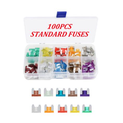 100pcs Car Automotive Medium Standard Fuses Auto Blade Fuse Assortment