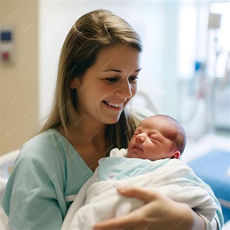 Premium Photo Happy Mother And Newborn Baby In Hospital Bed Child