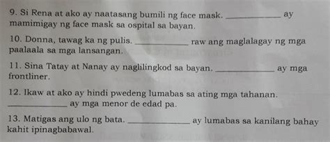 III Panuto Punan Ng Wastong Panghalip Na Panao Ang Bawat Patlang