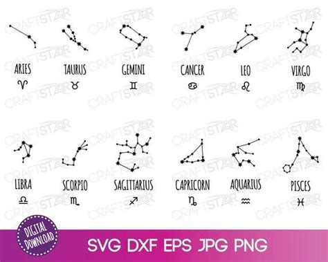 Zodiac Signs And Star Constellations Svg Bundle For Cricut Or