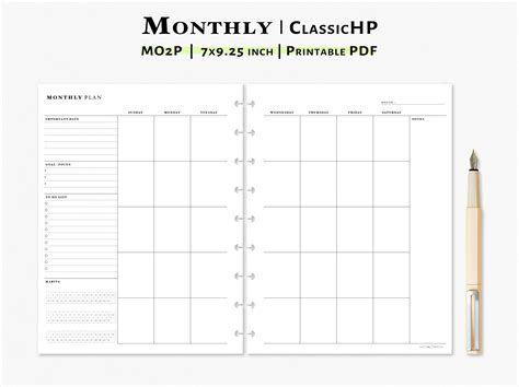 Monthly Planner Printable Classic Happy Planner Inserts Etsy