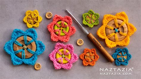 Crochet Button Flower Cute Fast And Easy Flowers By Naztazia Youtube