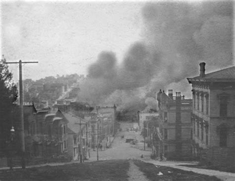 The 500 Block Of Lombard Burning In 1906 Seen From Leavenworth And