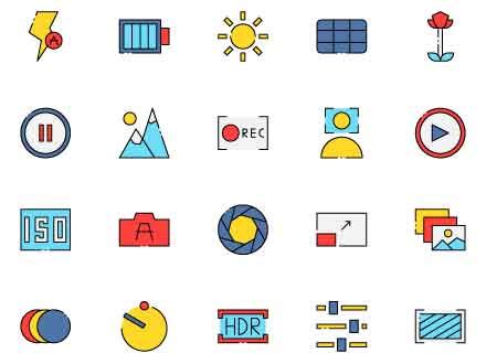 Colored Camera Interface Icons