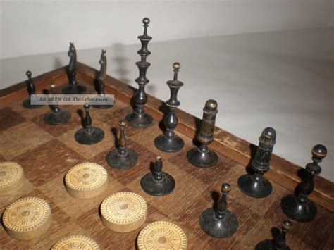 Antike Schachfiguren Aus Bein Um Schach Schachspiel Schachbrett