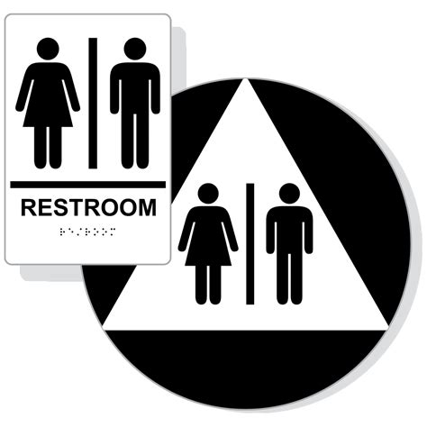 Ada Restroom With Symbol Braille Sign Rre Dcts Blkonwht Restrooms