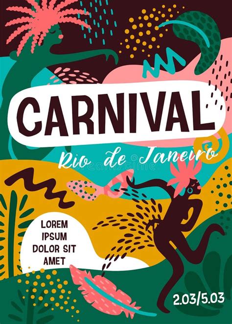 Brasilien Karneval Nahtloses Muster Des Vektors Mit Modischen