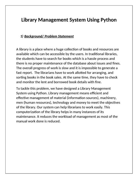 Py092 Project Library Management System Using Python 1 Background Problem Statement A