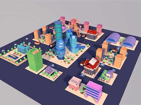 C4d城市建模 低多边形 小岛建模三维场景胡佳佳hjj原创作品 站酷zcool