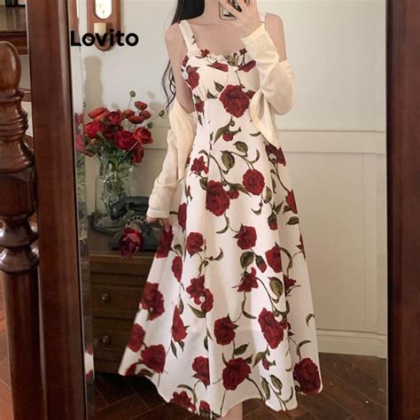 Lovito Casual Ditsy Floral Flowers Frill Dress For Women LNM72080