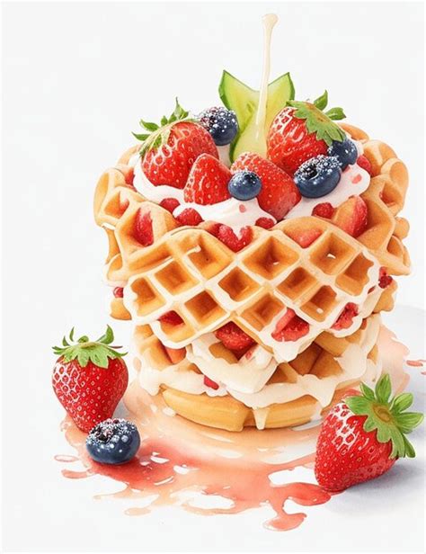 Premium AI Image Waffles With Strawberries And Blueberries Generative AI