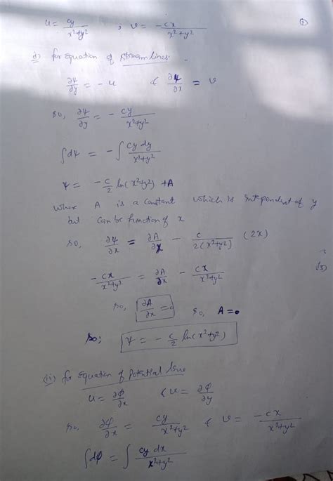 Solved 5 Consider A Velocity Field Where A And Y Components Of