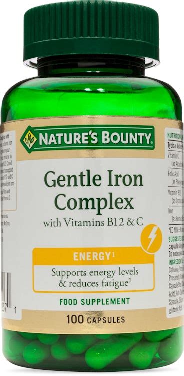 Nature S Bounty Gentle Iron Complex With Vitamins B12 And C 100 Capsules Medino