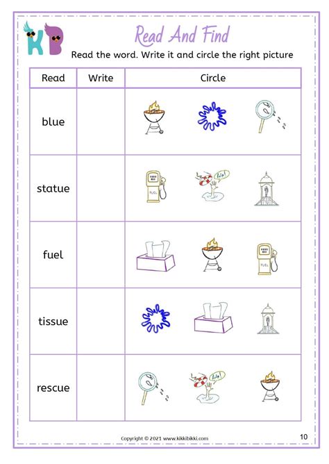 Ue Sound Words Worksheets Free Phonics Printable Kikkibikki