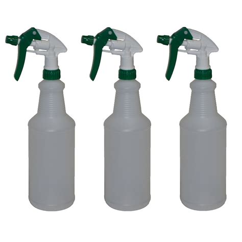 Heluva Green Commercial Quality 3 Pack Plastic Empty 32oz Spray Bottles Heavy Duty Trigger