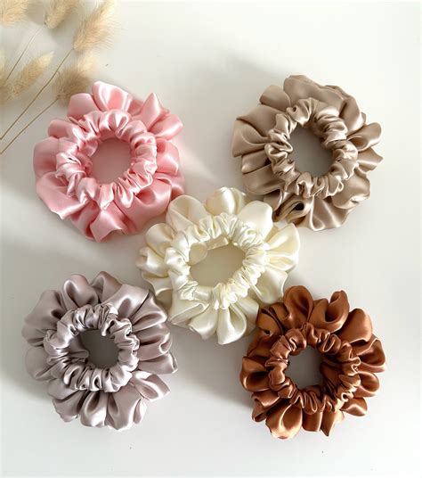 100 Premium Satin Silk Scrunchie Set 1 Mini 1 Regular Size Soft