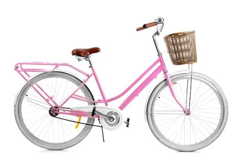 Premium Photo | Modern bicycle with wicker basket on white background