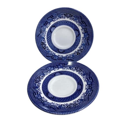 Churchchill Blue Willow Saucers Set 2
