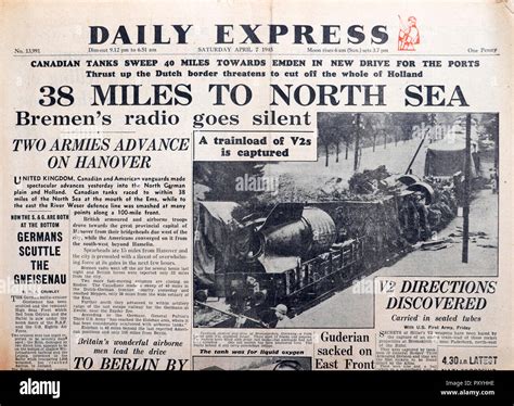 38 Miles To North Sea Daily Express Front Page Vintage Newspaper