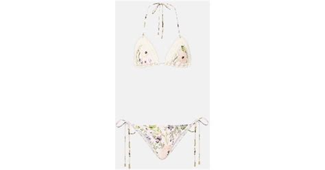 Zimmermann Halliday Floral Crochet Bikini In White Lyst
