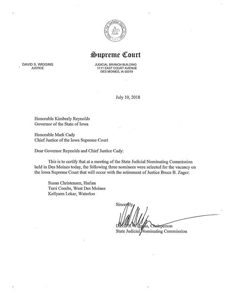 Commission Names Nominees for Iowa Supreme Court | Announcements | Iowa Judicial Branch