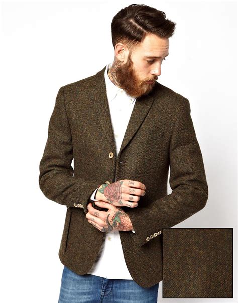 Lyst Asos Slim Fit Blazer In Harris Tweed In Natural For Men