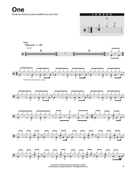 One By Metallica Sheet Music For Drums Transcription At Sheet Music Direct