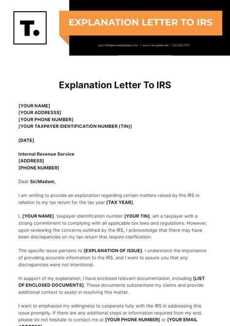 Free Explanation Letter To Irs Template Edit Online And Download