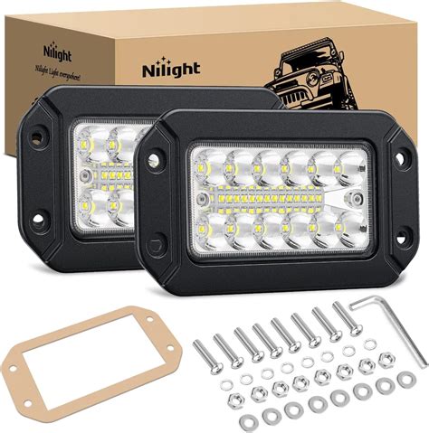 Nilight Flush Mount Led Light Pods Pcs Inch W Upgraded Spot Flood