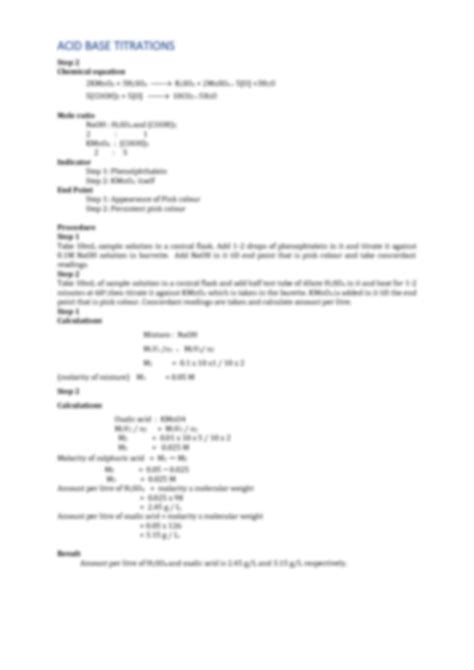 SOLUTION Acid Base Titrations Studypool