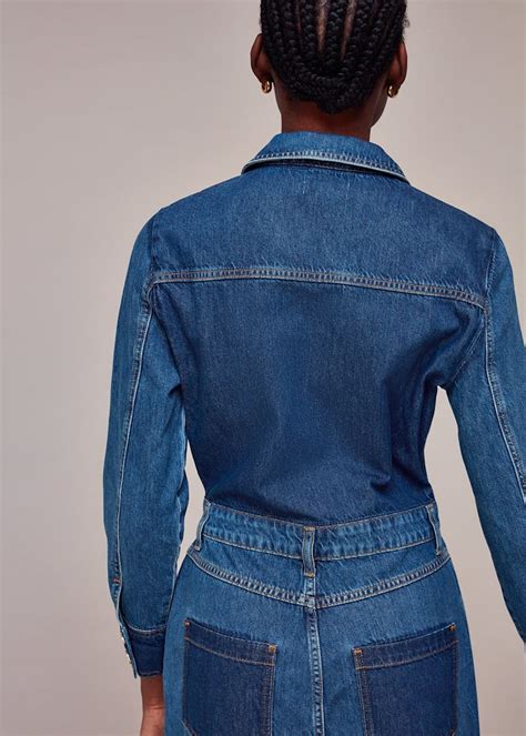 Denim Elliot Patchwork Boilersuit Whistles Whistles Uk