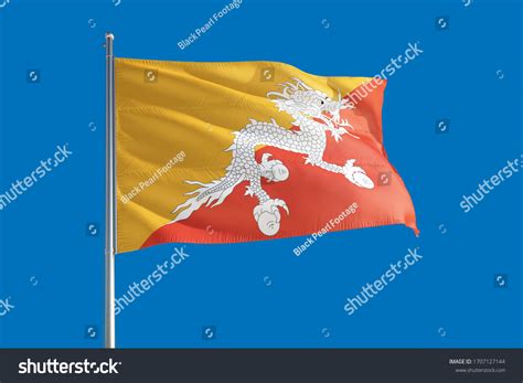 Bhutan National Flag Waving Wind On Stock Photo 1707127144 Shutterstock