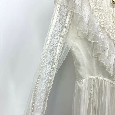 1970s Gunne Sax Bridal Dress Lace Detailed 28 Sheer Gem