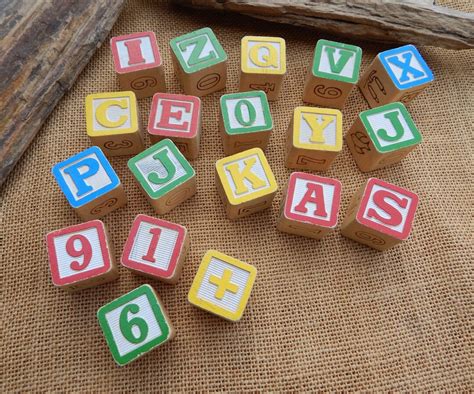 19 Wooden Abc Blocks 19 Wooden Blocks With Letters Numbers And