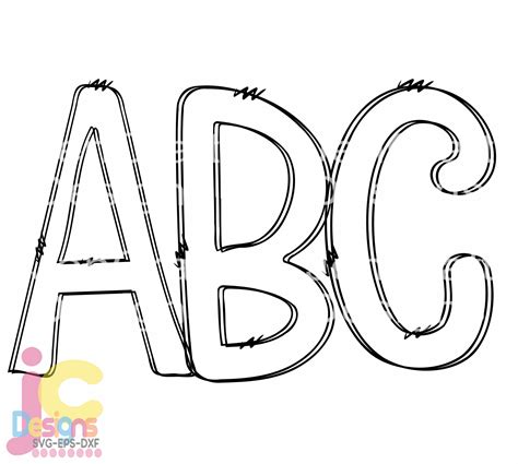 Doodle Letters Svg Transparent Hand Drawn Alphabet Letters Etsy