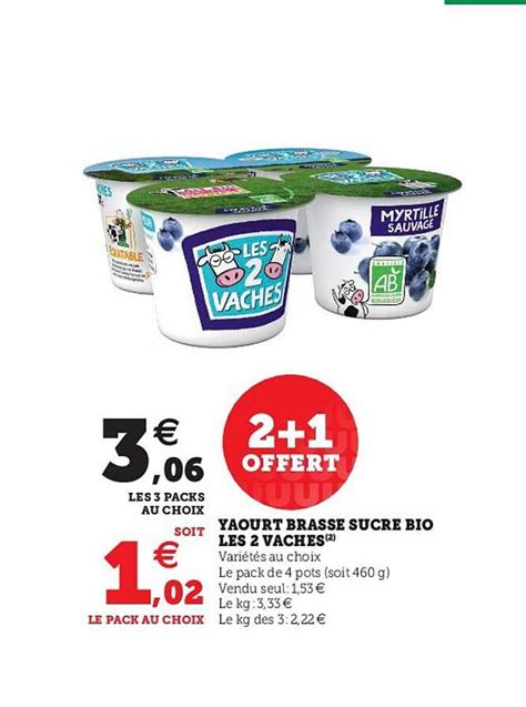 Promo Yaourt Brassé Sucré Bio Les 2 Vaches chez U Express iCatalogue fr