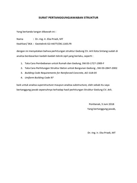 Surat Pertanggungjawaban Struktur Pdf