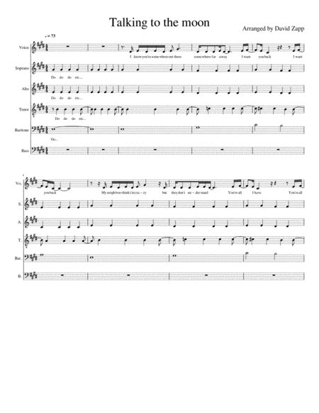 Talking To The Moon Arr David Zapp By Bruno Mars Sheet Music For