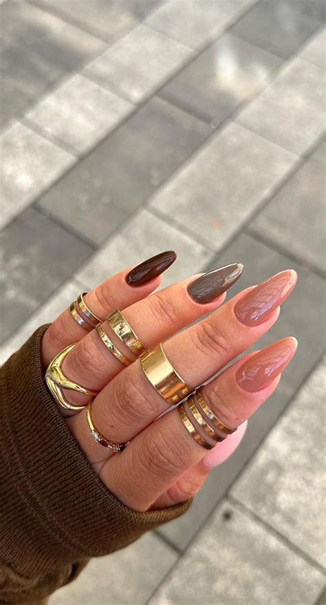 Embrace Autumn With Stunning Nail Art Ideas Gradient Nude To Brown Nails