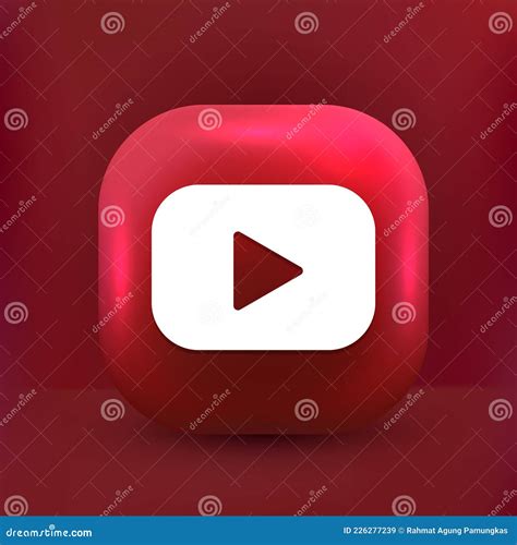 Youtube Button Icon 3d Cute Style Social Media Editorial Stock Image