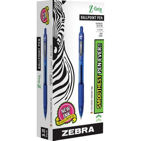 Zebra Pen Z Grip Retractable Ballpoint Pen 10mm Blue Ink 12 Pack