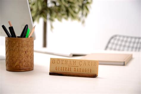 Personalized Wooden Desk Name Plate Custom Desk Wedge Name Plate