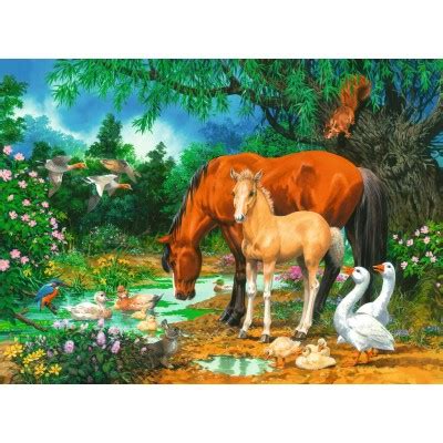 Puzzle Idylle à l Etang Ravensburger 10833 100 pièces Puzzles Chevaux