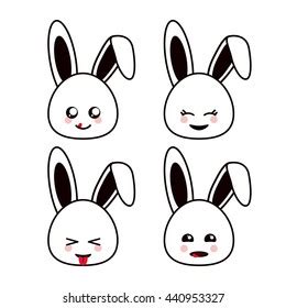 Cartoon Funny Rabbits Collection Set Stock Vector Royalty Free